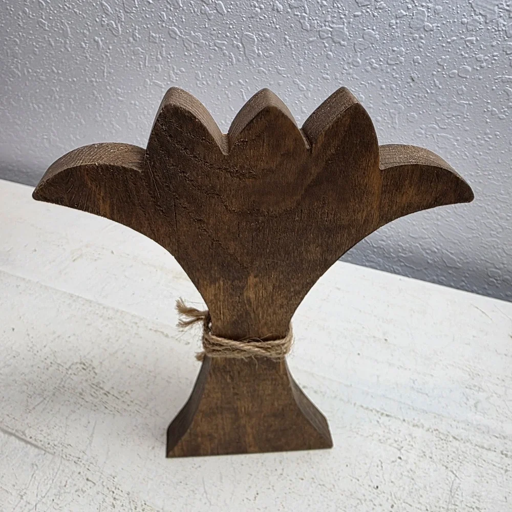 Vintage‎ Primitive Wooden Thanksgiving Pilgrim Turkey Wheat Set 4pc Farmhouse